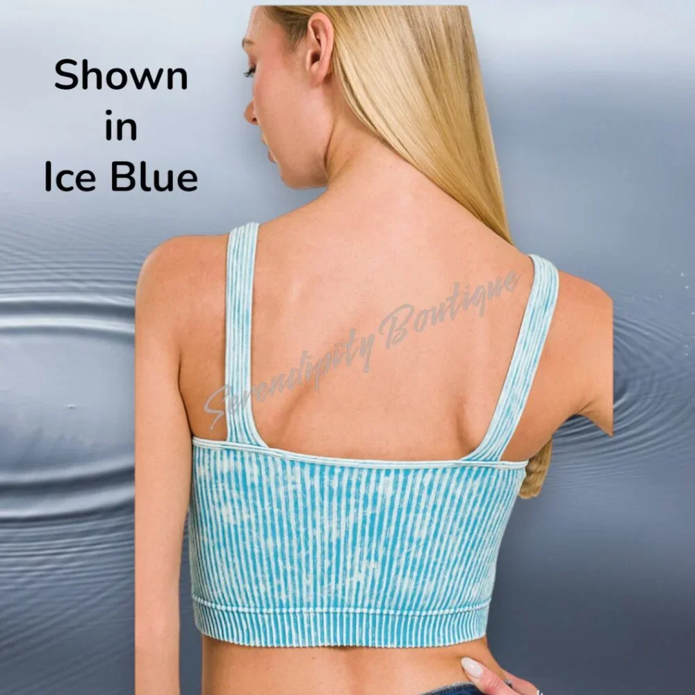 Zenana Soft Very Stretchy Coral Orange Mineral Wash V Neck Yoga Tank Bralette